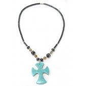 18inch Big Turquoise Cross Hematite Necklace Chain